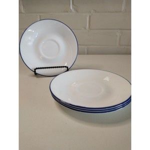 Corelle Blue Fleur Swirl Saucers 6" Corning Dishes Set of 4